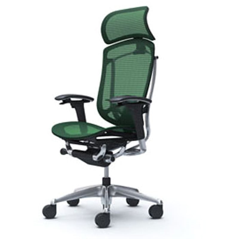 CC85BS FPH5 コンテッサセコンダ オフィスチェア(可動肘・座メッシュ)(5本脚/エクストラハイバック) オカムラ(岡村製作所) 肘掛あり ポリッシュ/ブラック ダークグリーン色   CC85BS FPH5