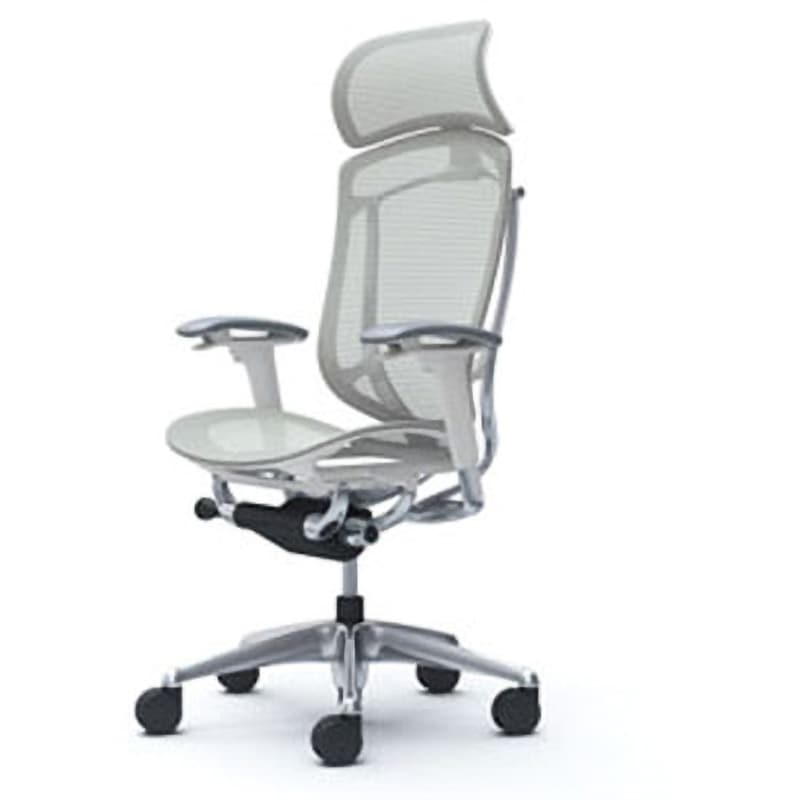 CC85BW FPG3 コンテッサセコンダ オフィスチェア(可動肘・座メッシュ)(5本脚/エクストラハイバック) オカムラ(岡村製作所) 肘掛あり ポリッシュ/ホワイト ライトグレー色   CC85BW FPG3