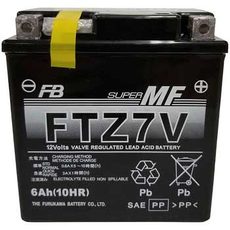 FTZ7V 12V高始動形VRLA(制御弁式)バッテリー(電解液注入済タイプ) 1個 古河電池 【通販モノタロウ】
