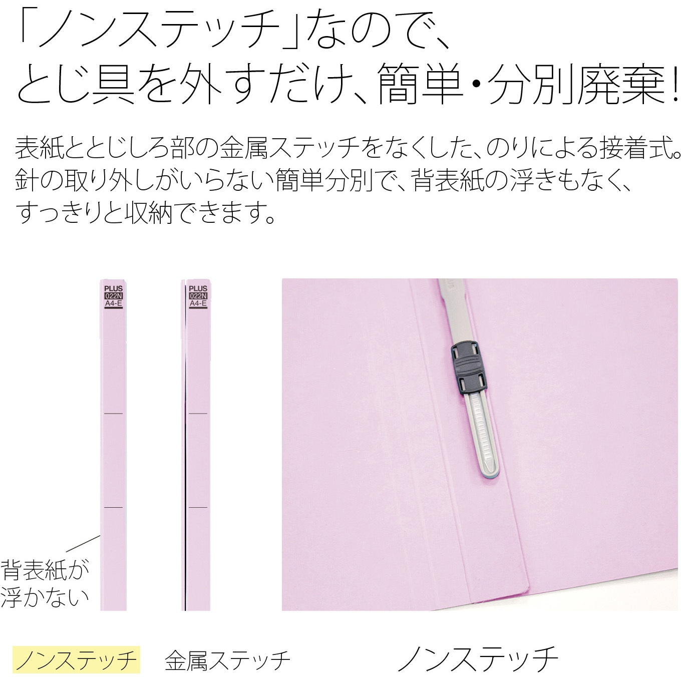 No.022N(78272) フラットファイル ノンステッチ 横型(E) 横罫線