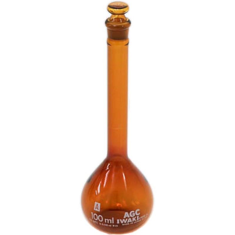 55640FK100E メスフラスコ エクセレント 茶 TGK(東京硝子器械) 茶褐色 100mL   55640FK100E