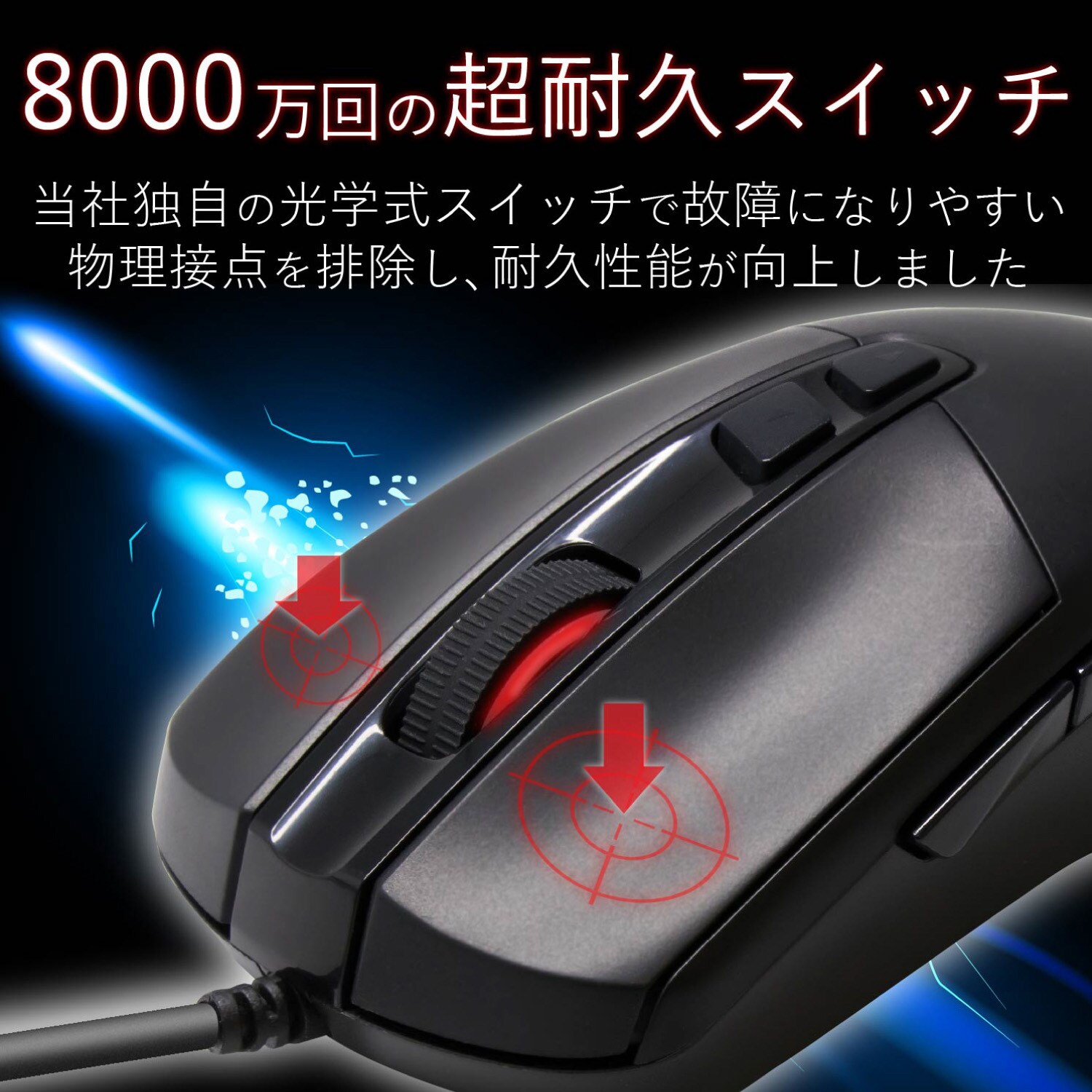 M-G01URBK ゲーミングマウス 有線 USB 5ボタン 光学式 6200dpi
