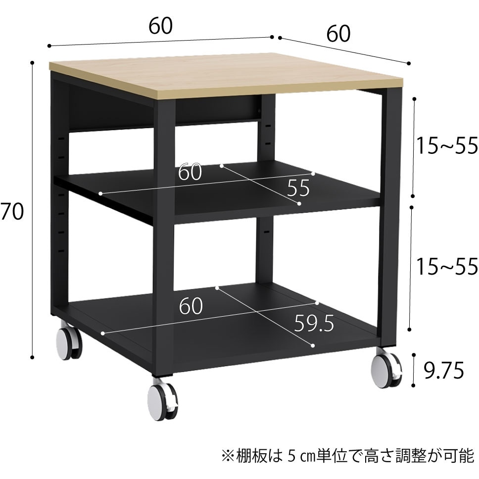 NPT-660-NABK プリンターテーブル Y2K 本体幅600mm奥行600mm高さ700mm