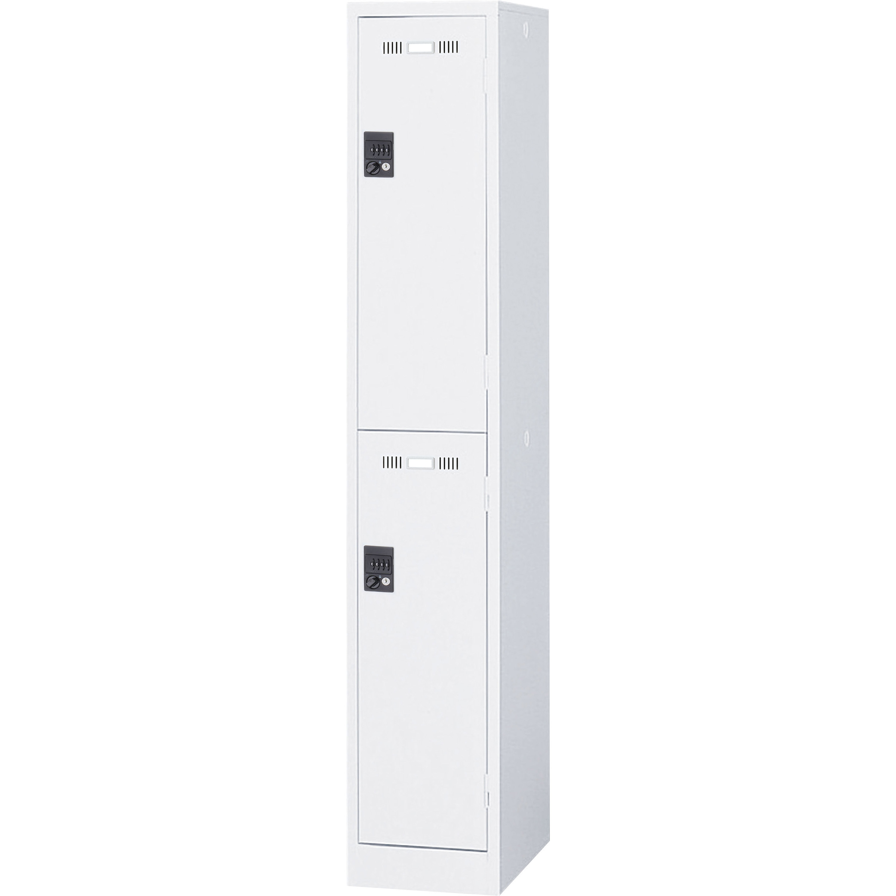 SLDW-2S-TBK SLDWロッカー(ホワイトタイプ)シリーズ 内筒交換錠 生興 2段2人用ロッカータイプ ホワイト/ブラック錠色 内筒交換錠BK 幅317mm奥行515mm高さ1790mm