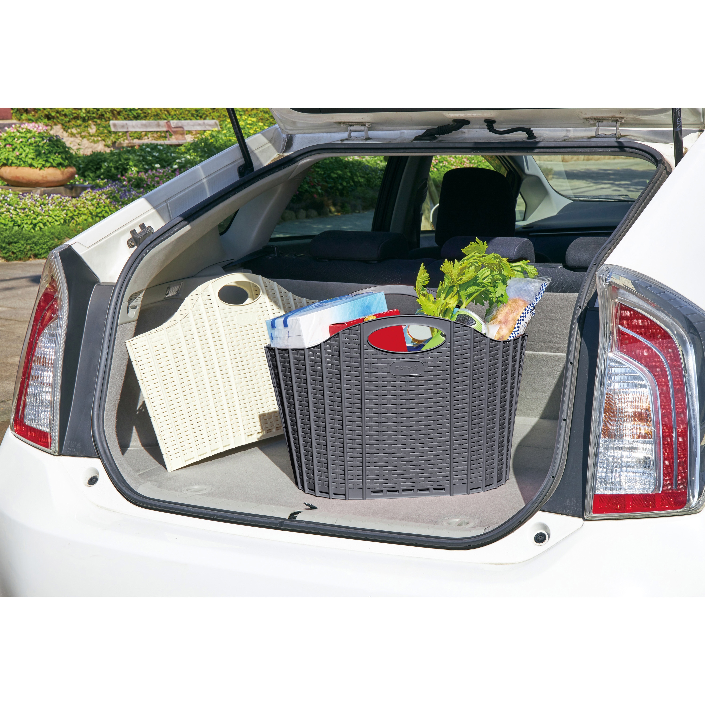 折りたためるランドリーバスケットラタン 清水産業 グレー色