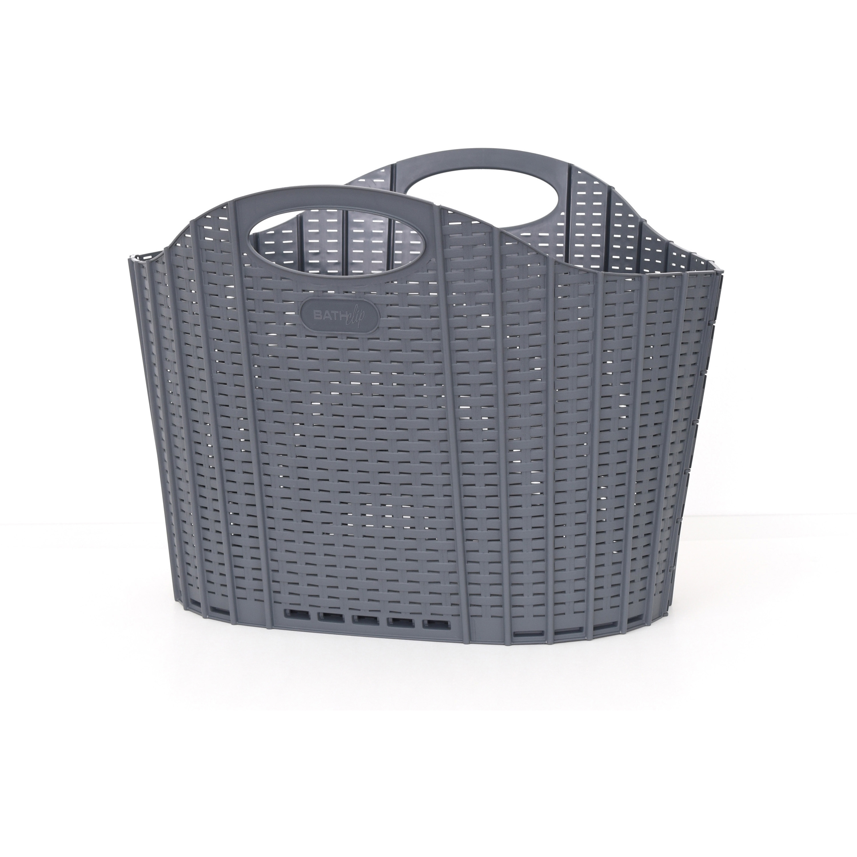 折りたためるランドリーバスケットラタン 清水産業 グレー色