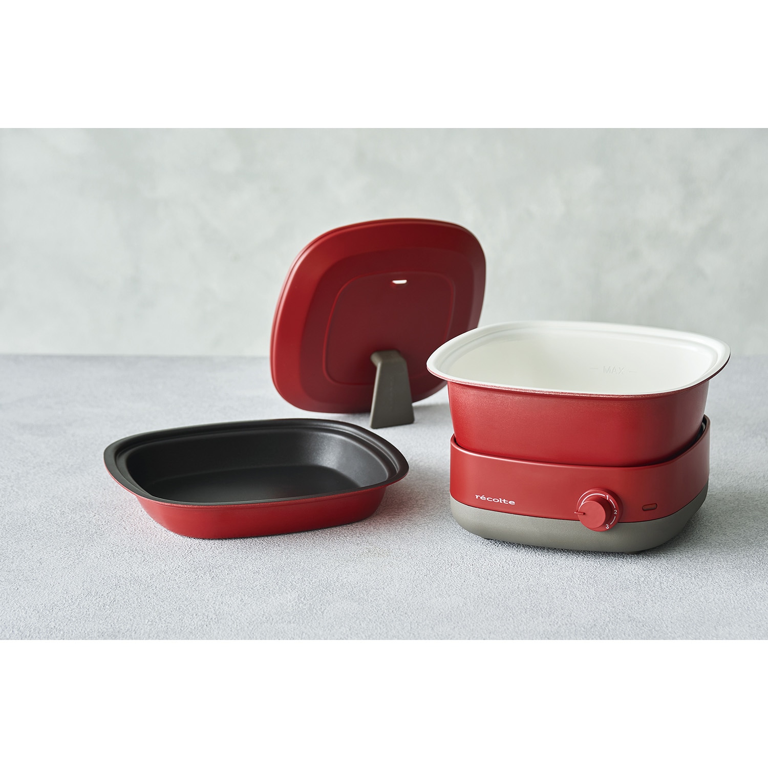 RPD-4(R) ポットデュオ キャレ recolte(レコルト) 容量1.3L レッド色