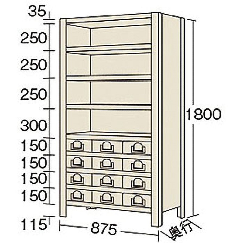 KW1119-12 物品棚KW型 サカエ 外寸法875×300×1800mm  KW1119-12