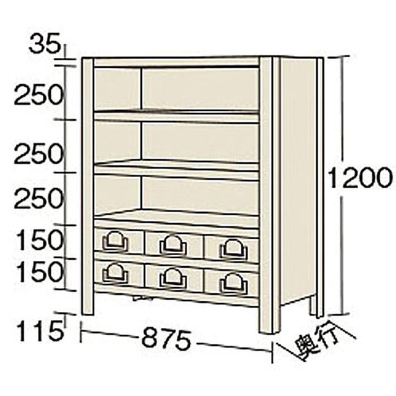 KW8116-6 物品棚KW型 サカエ 外寸法875×300×1200mm  KW8116-6 31,837円