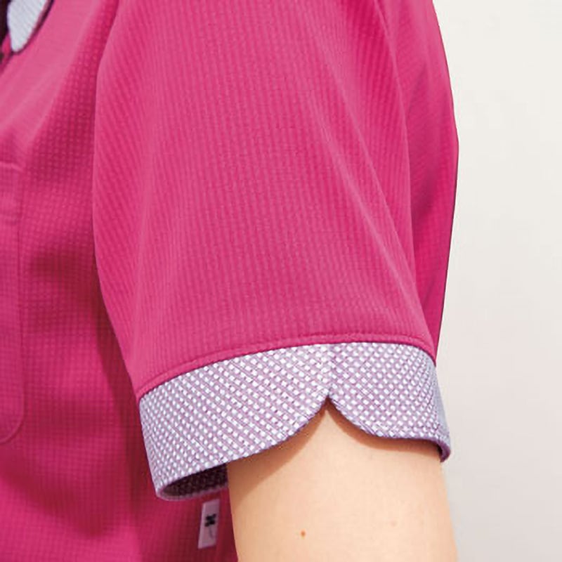 HL2639 半袖ロングニットシャツ（レディス） HEARTGREEN・カーシーカシマ・KARSEE 介護・福祉 SS〜3L ポリエステル100％ エイミー リバーシブルニット 半袖 GR グリーン 介護 医療 介護