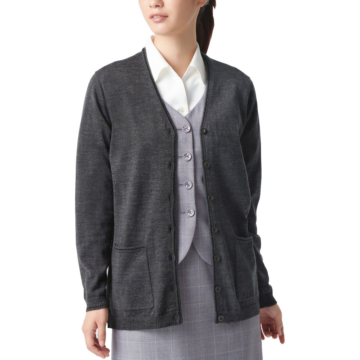 EWG-317 enjoy EWG-317 ロング丈 カーディガン カーシーカシマ チャコール色 サイズ3L 5,638円