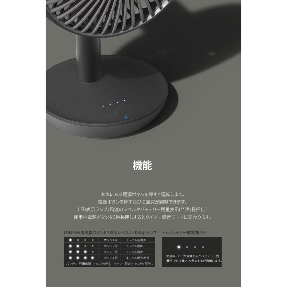 LUMENAFSPK エア・サーキュレーター機能付き コードレス扇風機 ルー