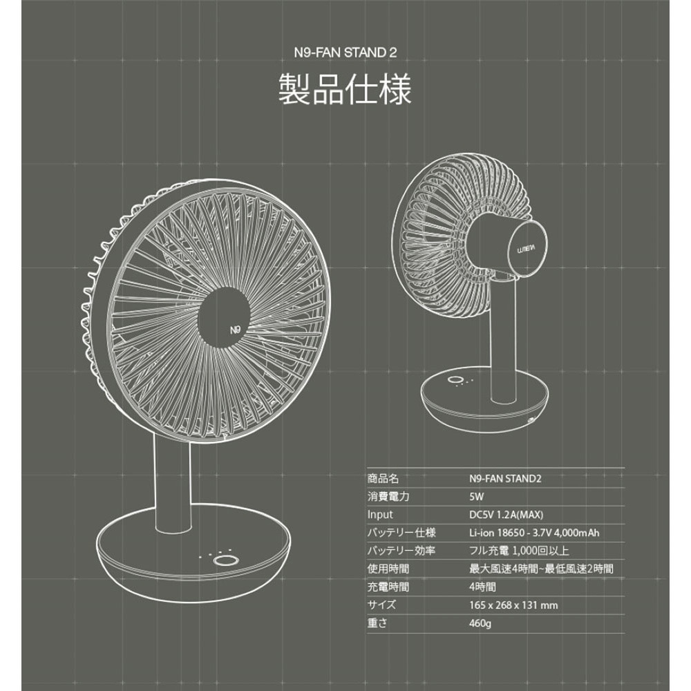 LUMENAFSPK エア・サーキュレーター機能付き コードレス扇風機