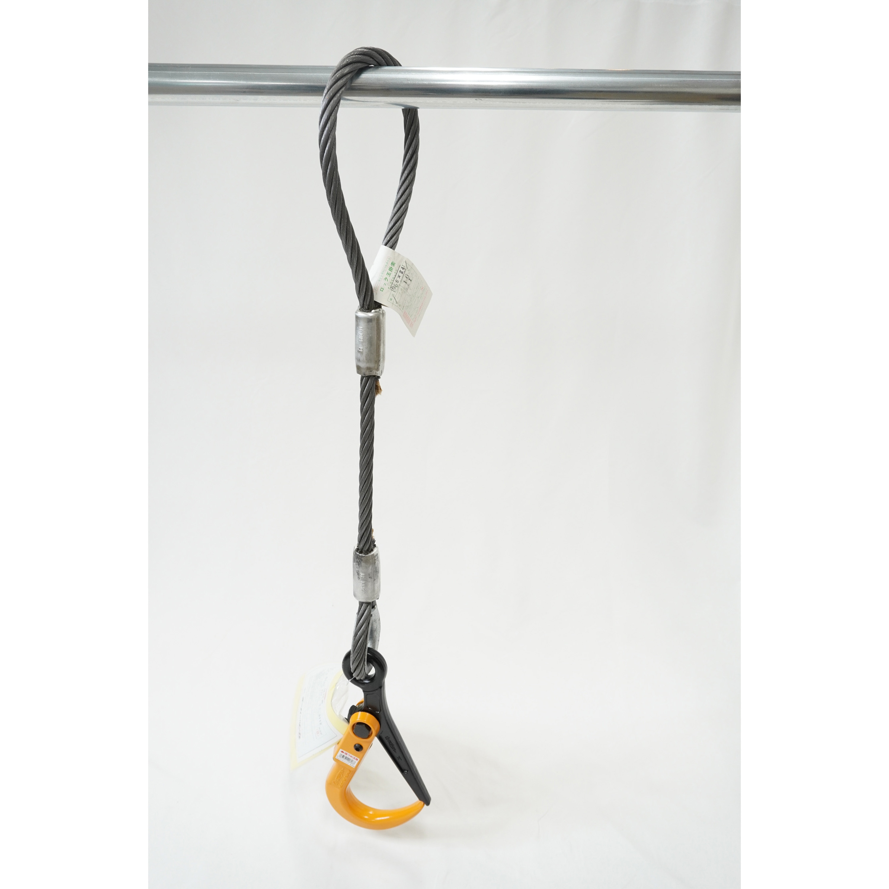 敷鉄板吊用スーパーロックフックセット品(2t吊用) スーパーツール ワイヤー径16Φmm 長さ1m