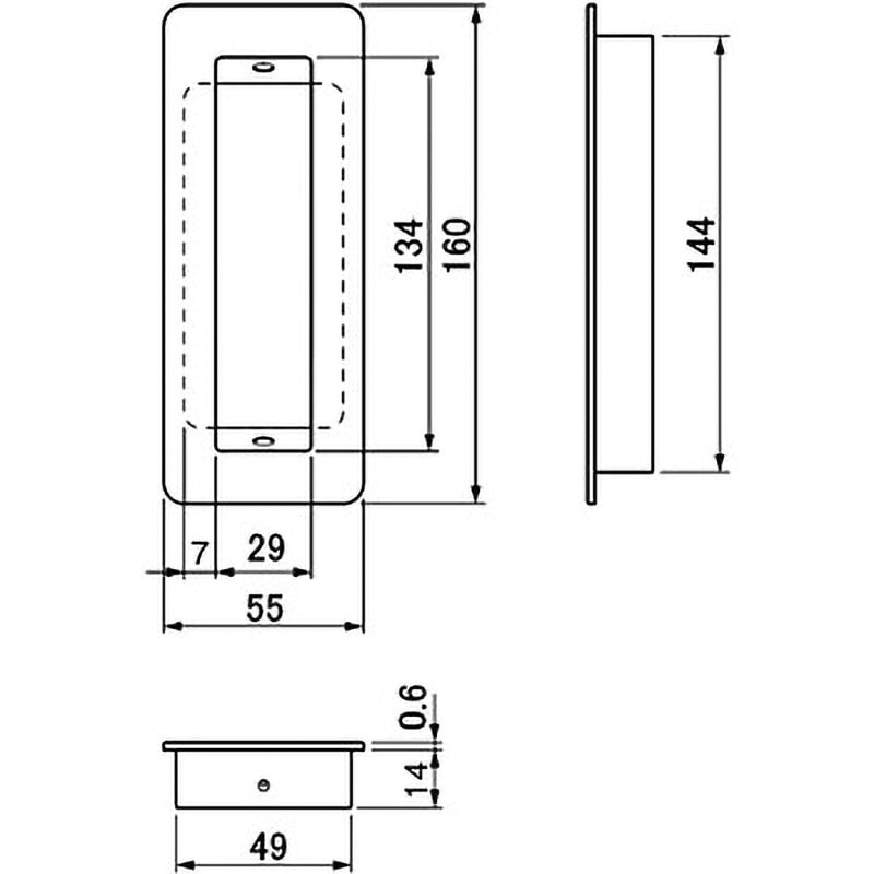 PL引手 手掛け兼用引手 アトムリビンテック 生地ヘアーライン(底部黒