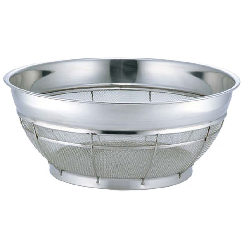 BK 18-8 カラーバー付 浅型ザル 弁慶(本間冬治工業) 寸法46cm