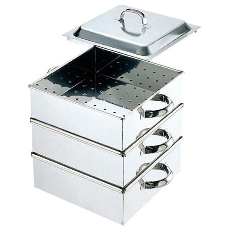 18-8 業務用角蒸器　33cm 2段 EBM 18-8 業務用角蒸器 EBM(江部松商事) 蒸し鍋 【通販モノタロウ】