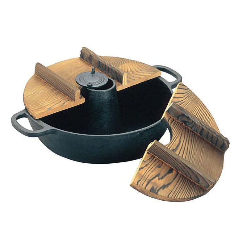 鉄 しゃぶしゃぶ鍋 木蓋付 アサヒ(鋳物) 容量2L 外径260mm