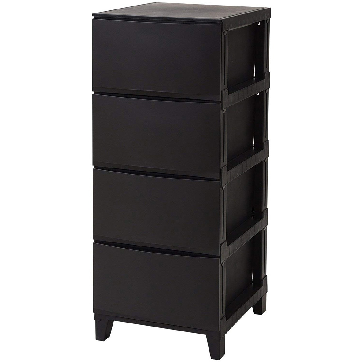RSD-S344YABK 収納チェスト ルームス 4段 スリム サンカ ブラック ツヤ