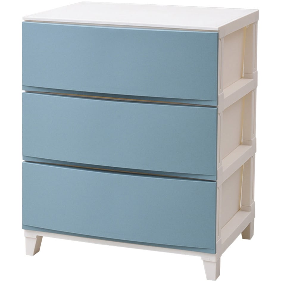 RSD-S543SBL 収納チェスト ルームス 3段 ワイド サンカ サンドブルー