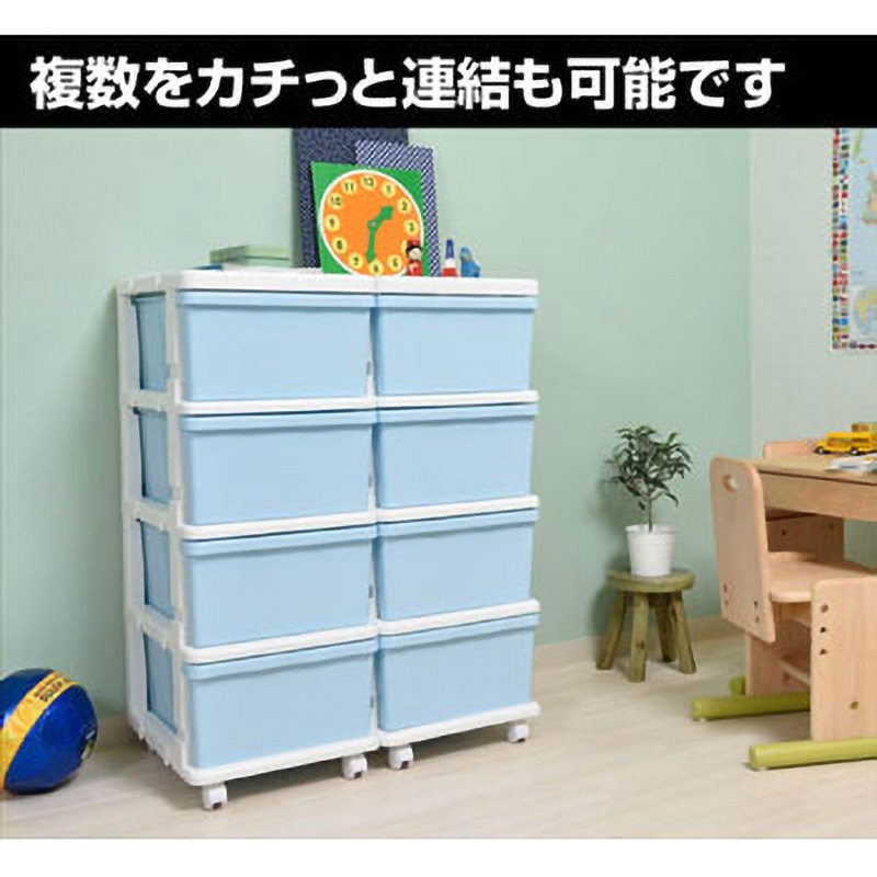 ブルーの4段チェスト SIU-4-BL スリムチェスト 4段 キャスター付き JEJアステージ ブルー色