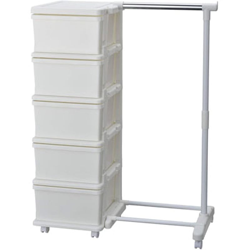 SIU-5-WH-H ハンガーラック & 5段チェスト キャスター付き JEJア