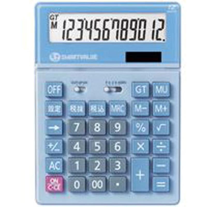 ジョインテックス 大型電卓 5台 K040J-5（代引不可） K040J-5 大型電卓 スマートバリュー 桁数12桁 ブルー色 1箱(5台) K040J