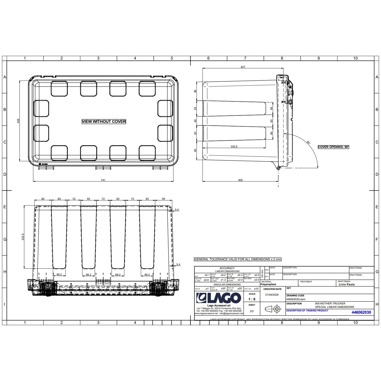 71J0800+71JDS800-LAGO 樹脂製工具箱【LAGO社製】開閉ストッパー付
