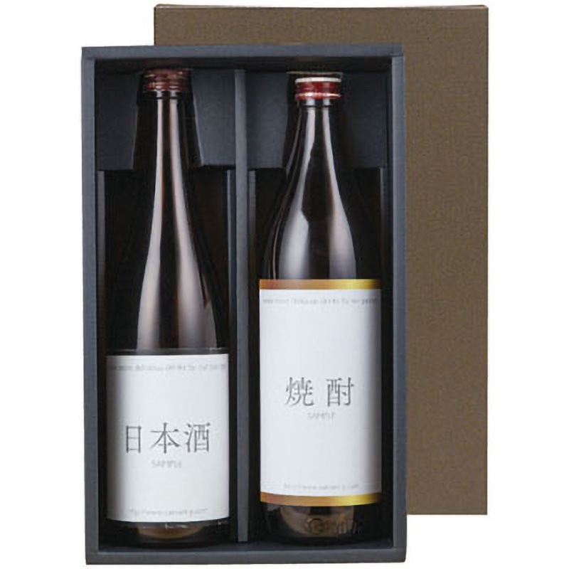 K-1116 かぶせ箱 こげ茶720mL細・太兼用 ヤマニパッケージ 日本酒・焼酎箱 720～900mL2本 E段  1ケース(50枚) K-1116