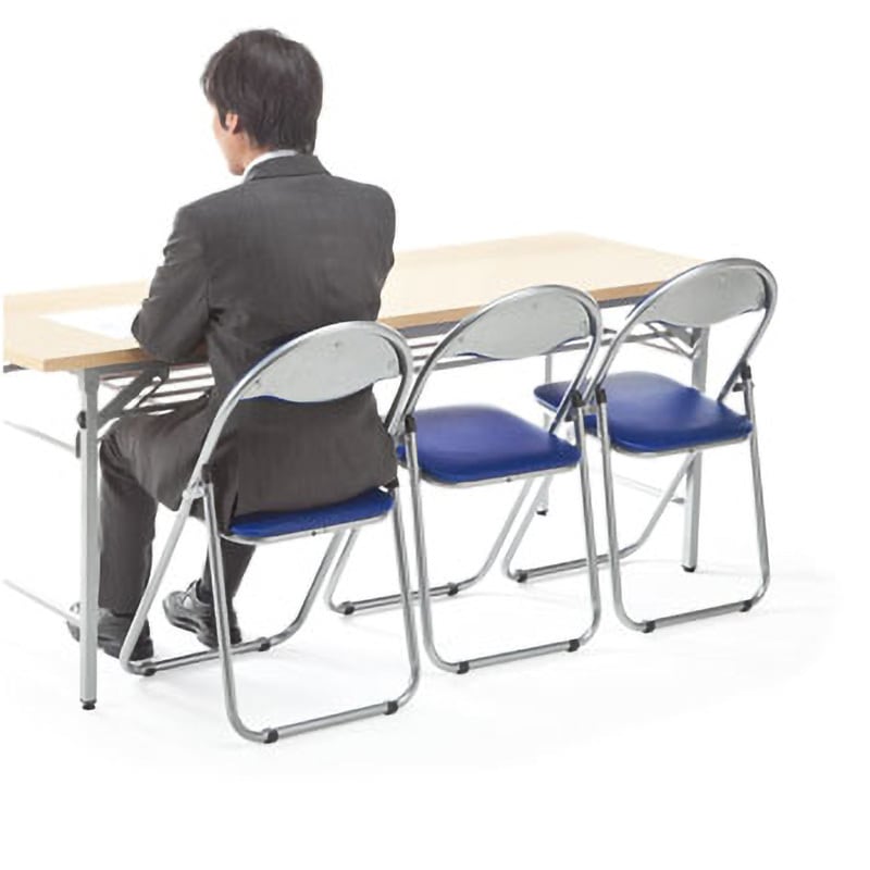 150-SNC122BL 折りたたみチェア サンワダイレクト ブルー色 幅450mm