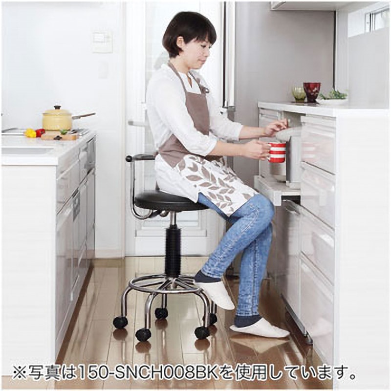 150-SNCH008W ラウンドチェア サンワダイレクト キャスターあり