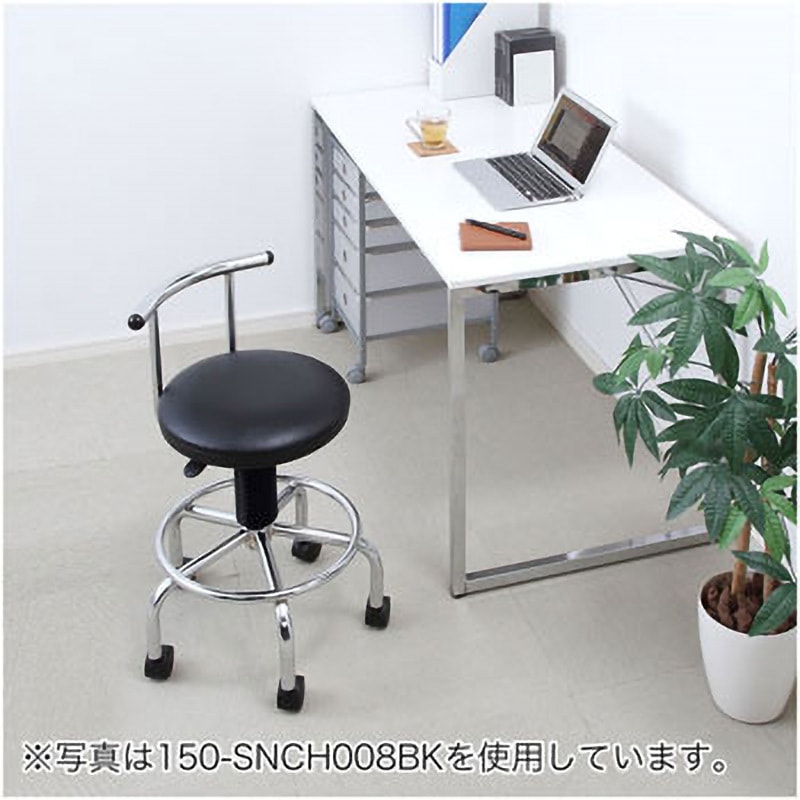 150-SNCH008W ラウンドチェア サンワダイレクト キャスターあり