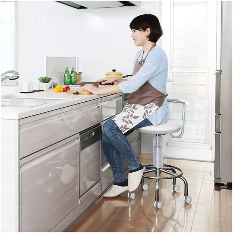 150-SNCH008W ラウンドチェア サンワダイレクト キャスターあり