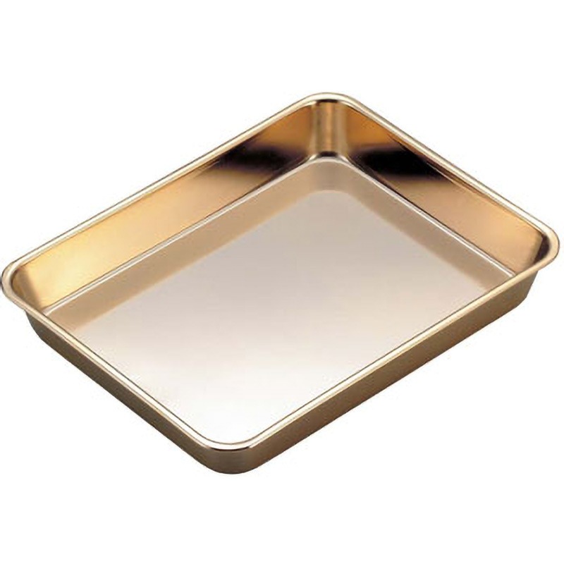 18-8 浅型角バット(金メッキ付) EBM(江部松商事) 外寸408×290mm