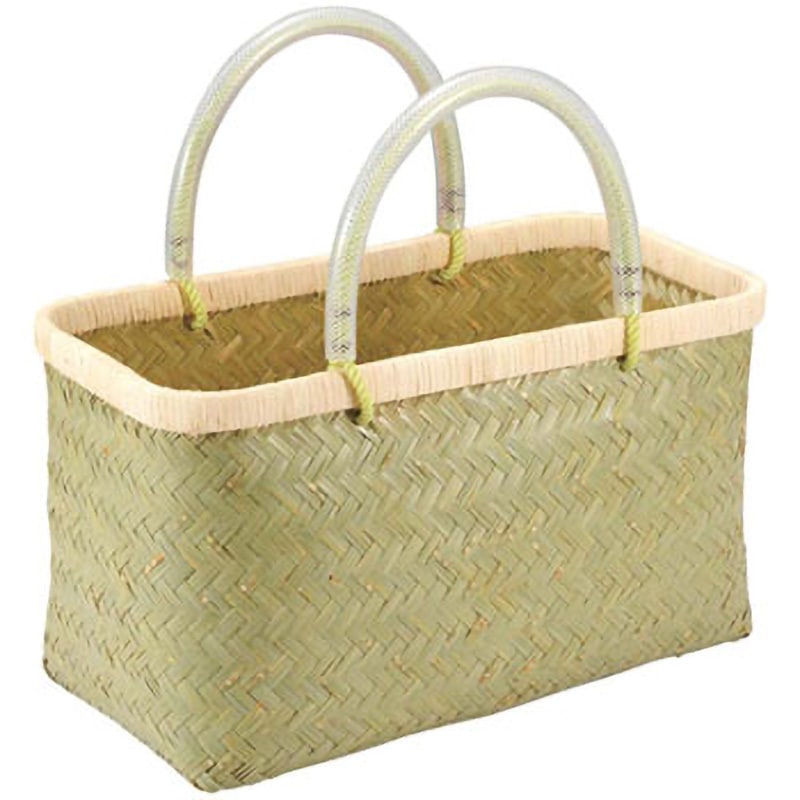 新品　未使用　青竹 市場かご 大 ビニール取っ手で痛くない 青竹 市場かご 大 ビニール取っ手【ECJ】 スズ竹市場かご（だ円）篠竹 | 虎
