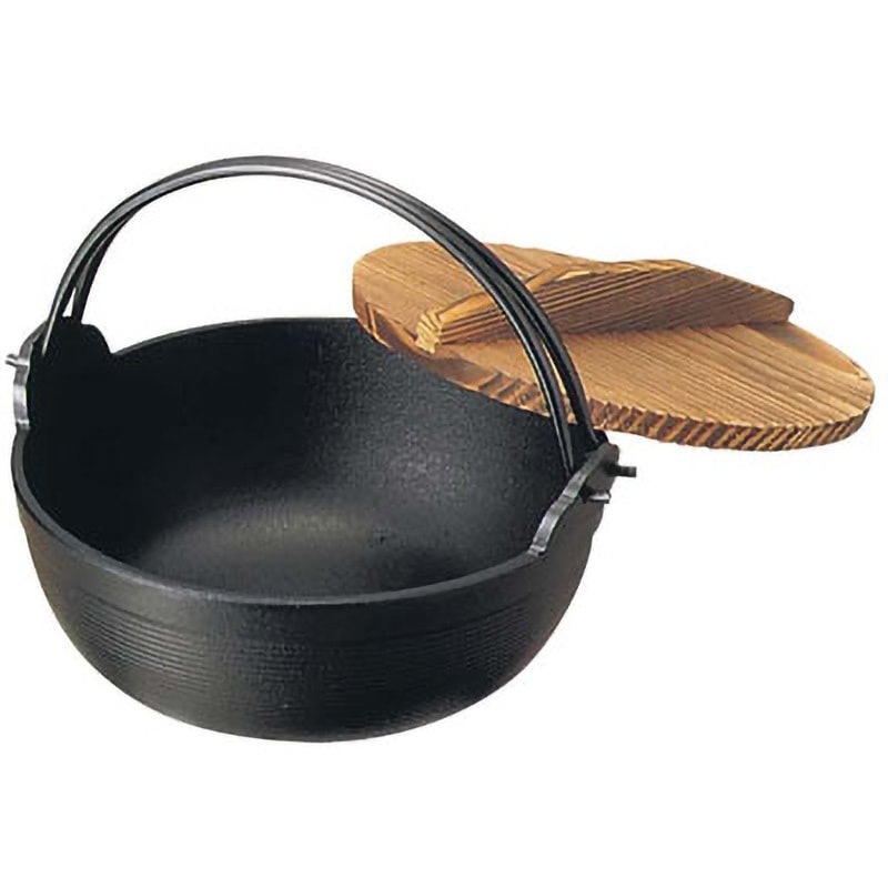 未使用　南部鉄器　茶ホーロー仕上　18㎝　 囲炉裏　木蓋付き　深型鍋 3セット 未使用南部鉄器茶ホーロー仕上18㎝ 囲炉裏木蓋付き深型鍋 3セット