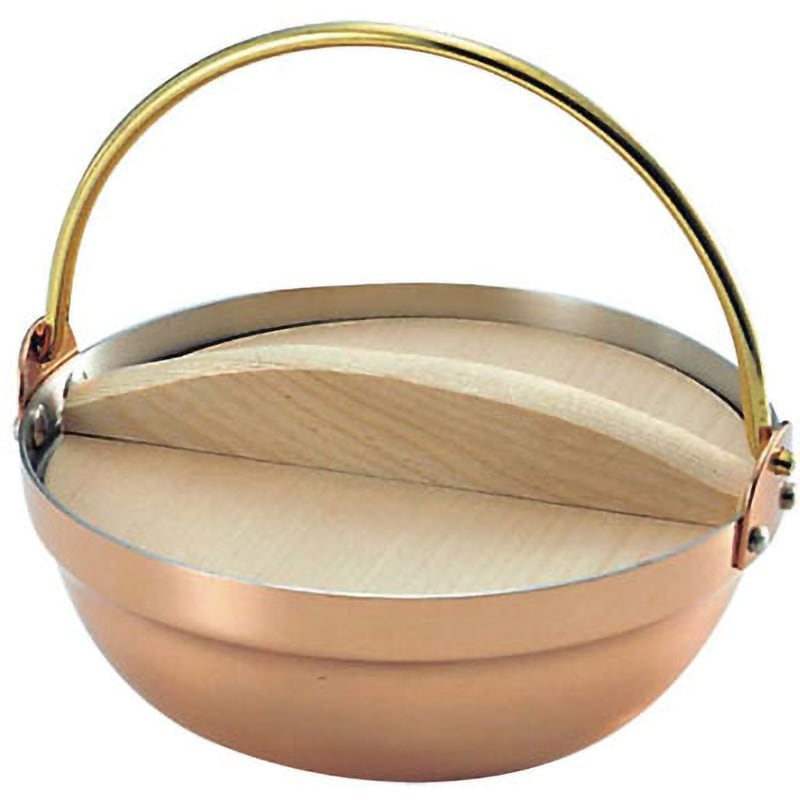 S-5003 銅 段付ツル付鍋(木蓋付)1人用 新光金属 容量420mL サイズ14cm  S-5003