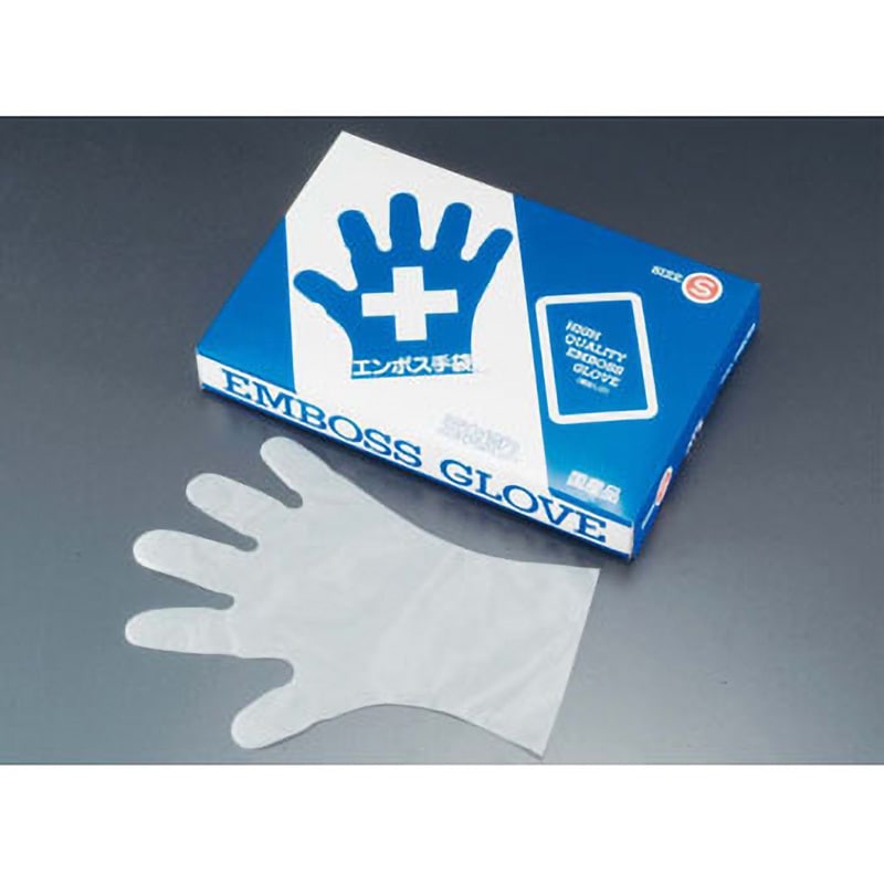 エンボス手袋ロング 5本絞り ナチュラル S 50枚x10袋入り○ケース