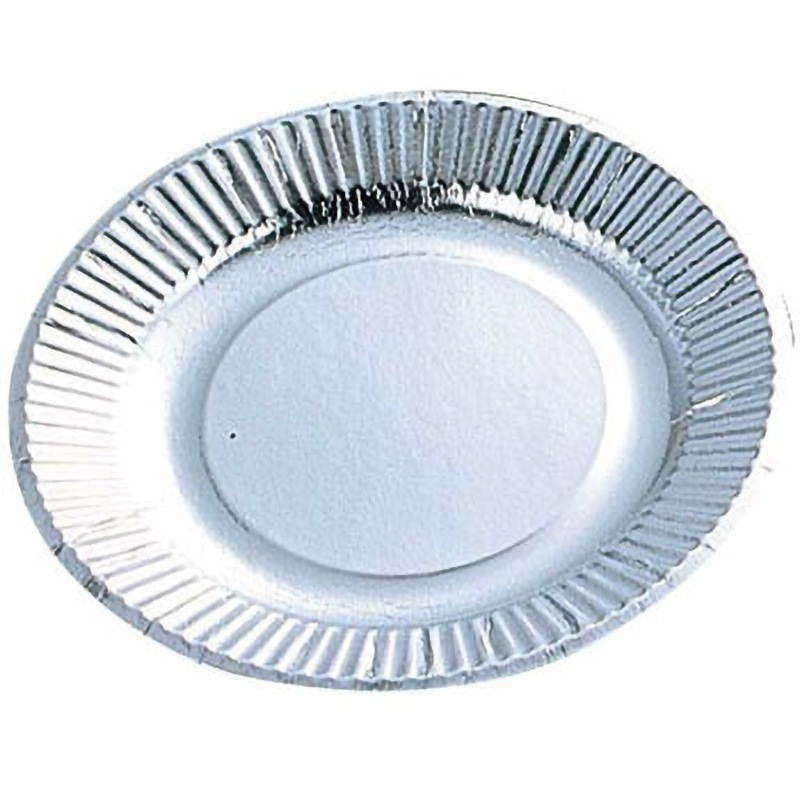 5076 紙皿 シルバープレート EBM(江部松商事) 直径23cm 1セット(100枚)