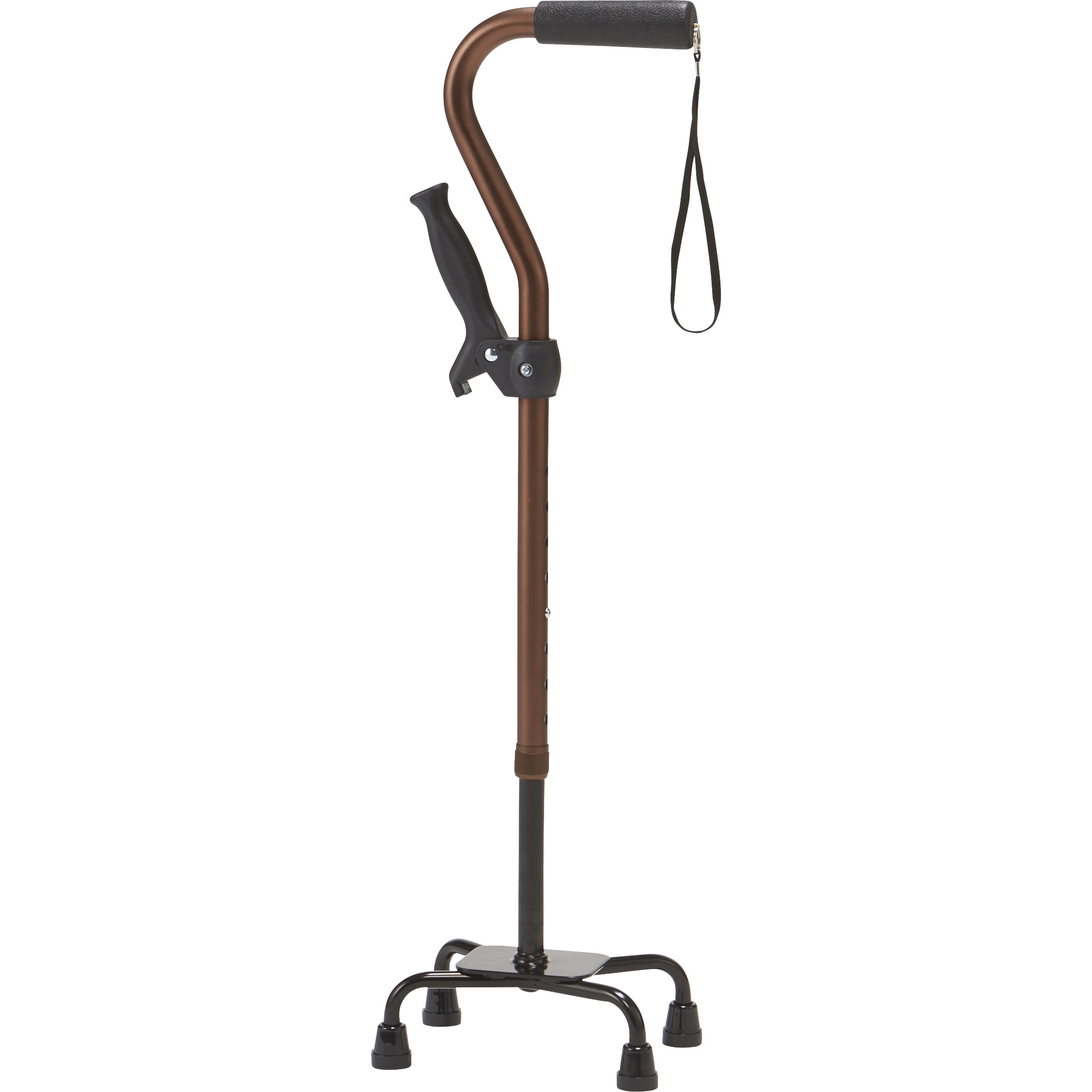 AQS-10BR 補助グリップ付きアルミ4点支柱杖 マキテック ブラウン色   AQS-10BR