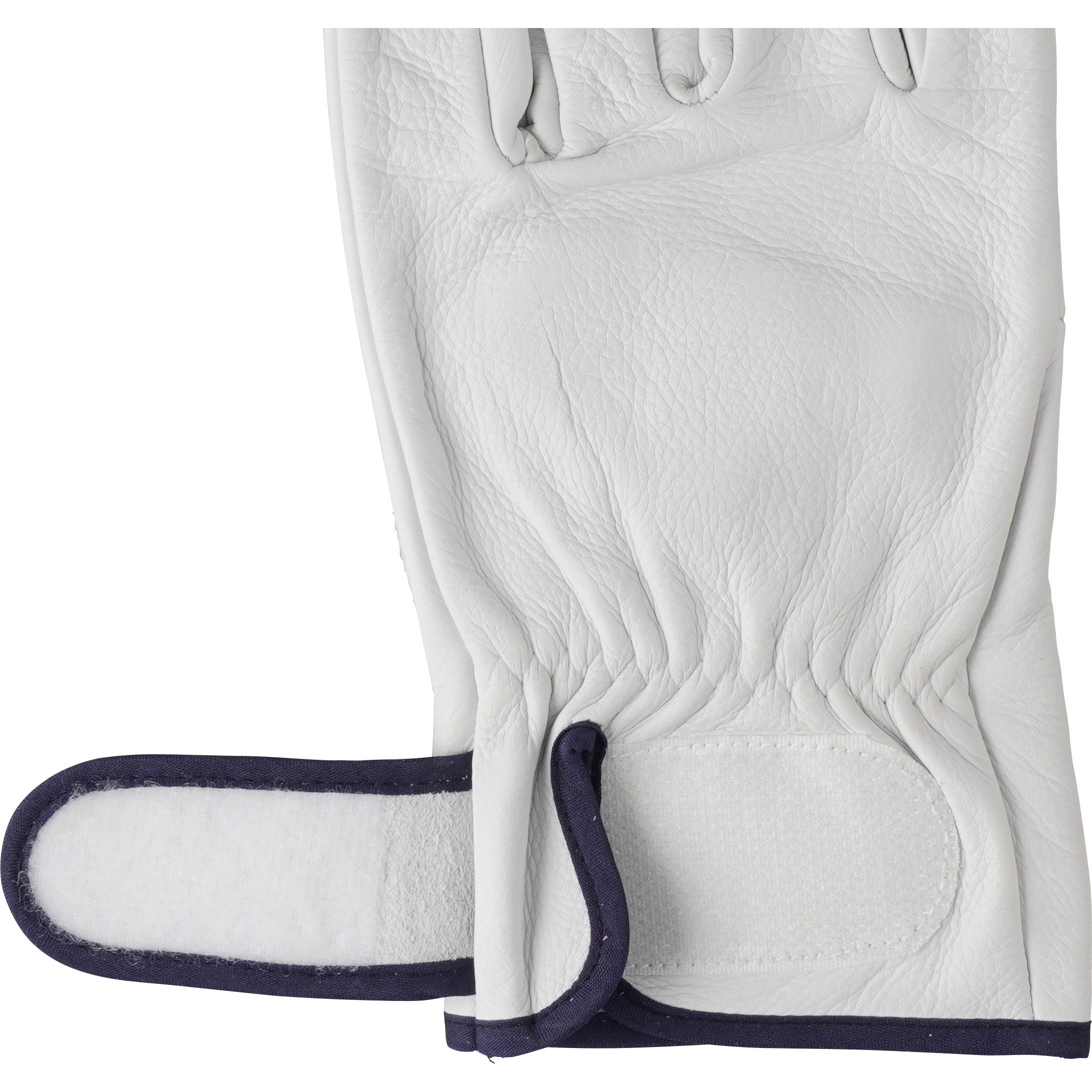 牛本革手袋 面ファスナー モノタロウ ホワイト色 アテ付 袖なし