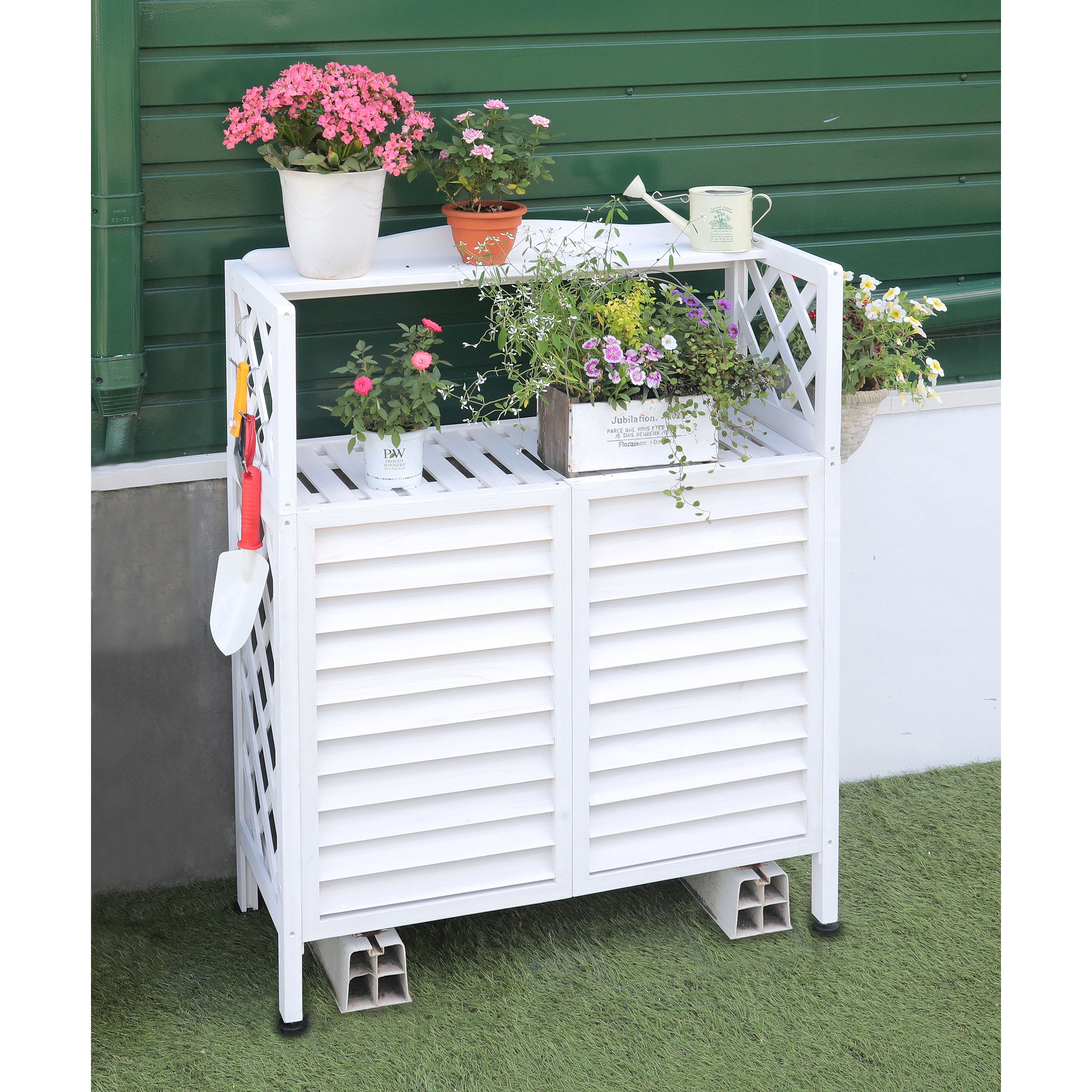 TAN-996(WH) 木製棚付きエアコンラック 1個 リビングアウト(Living Out) 【通販モノタロウ】