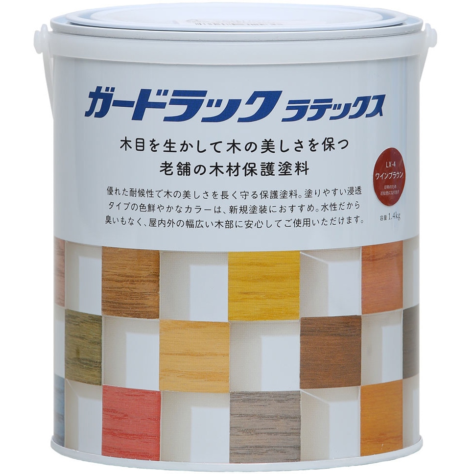 #800443 ガードラックラテックス 和信ペイント 水性 防虫・防腐・防カビ効果 ワインブラウン1.4kg色  1個