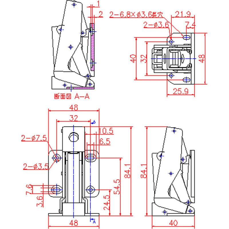 B-536L スライドヒンジ ロック機構付 1個 ジョー・プリンス竹下 【通販