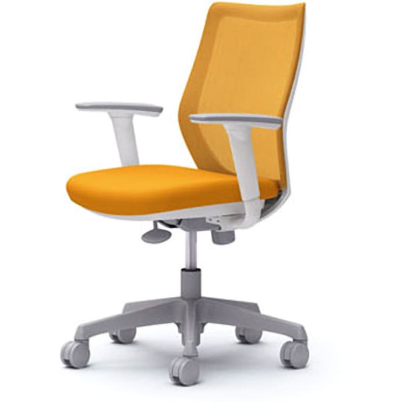 CG91WR FZK8 CG-M オフィスチェア(可動肘・背メッシュ・ハンガー無) オカムラ(岡村製作所) 肘掛あり 材質樹脂脚 ホワイト オレンジ色   CG91WR FZK8