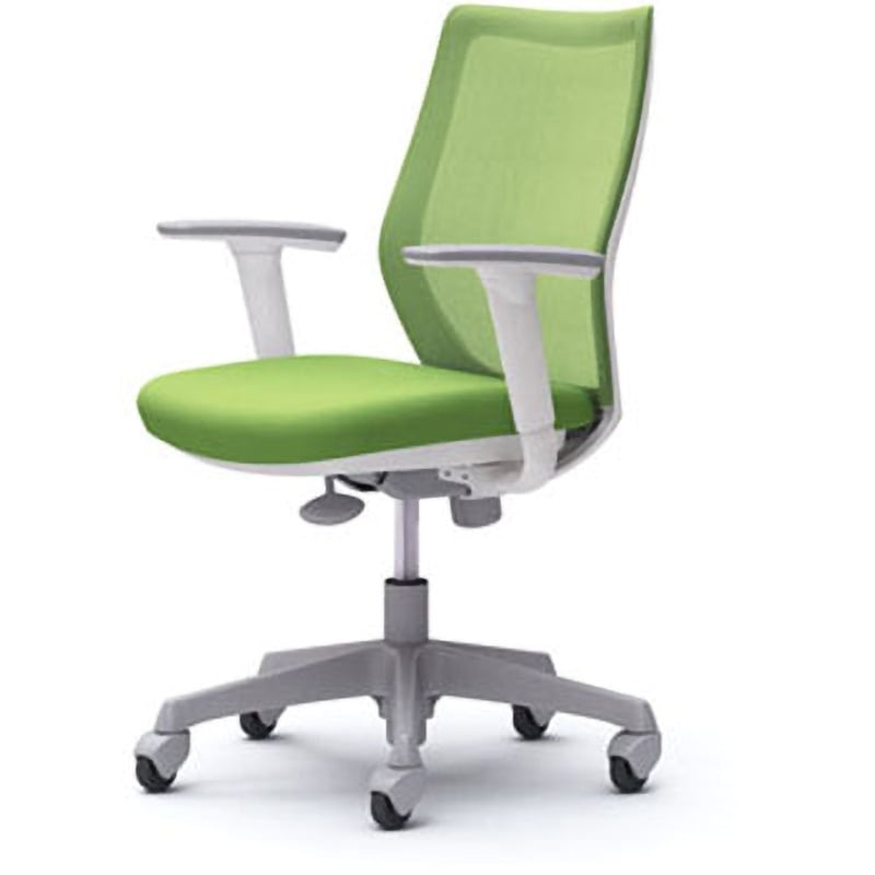 CG91XR FZK5 CG-M オフィスチェア(可動肘・背メッシュ・ハンガー無) オカムラ(岡村製作所) 肘掛あり 材質樹脂脚 ホワイト ライムグリーン色   CG91XR FZK5 37,687円