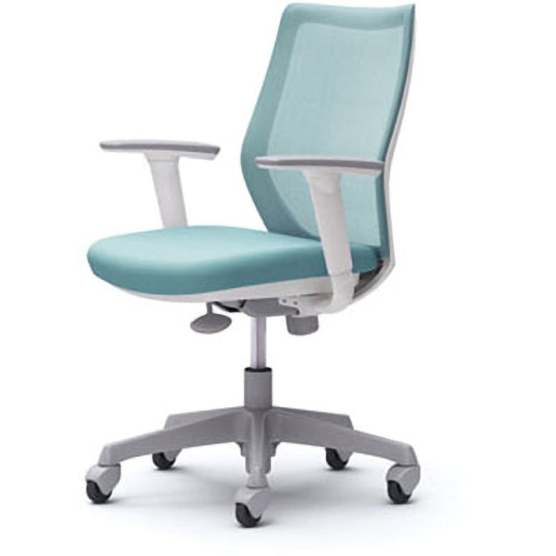 CG91XR FZK6 CG-M オフィスチェア(可動肘・背メッシュ・ハンガー無) オカムラ(岡村製作所) 肘掛あり 材質樹脂脚 ホワイト セージ色   CG91XR FZK6