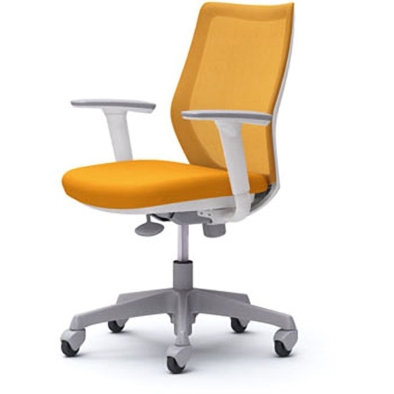 CG91XR FZK8 CG-M オフィスチェア(可動肘・背メッシュ・ハンガー無) オカムラ(岡村製作所) 肘掛あり 材質樹脂脚 ホワイト オレンジ色   CG91XR FZK8