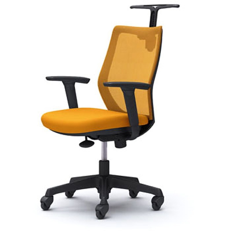 CG92JR FZK8 CG-M オフィスチェア(可動肘・背メッシュ・ハンガー有) オカムラ(岡村製作所) 材質樹脂脚 ブラック オレンジ色   CG92JR FZK8