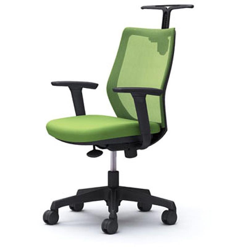CG92ZR FZK5 CG-M オフィスチェア(可動肘・背メッシュ・ハンガー有) オカムラ(岡村製作所) 材質樹脂脚 ブラック ライムグリーン色   CG92ZR FZK5